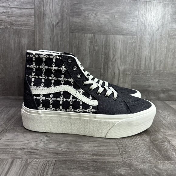 Vans Tapered Sk8-Hi Women's size 9.5 Dark Grey Denim Stacked Shoes - Picture 1 of 8